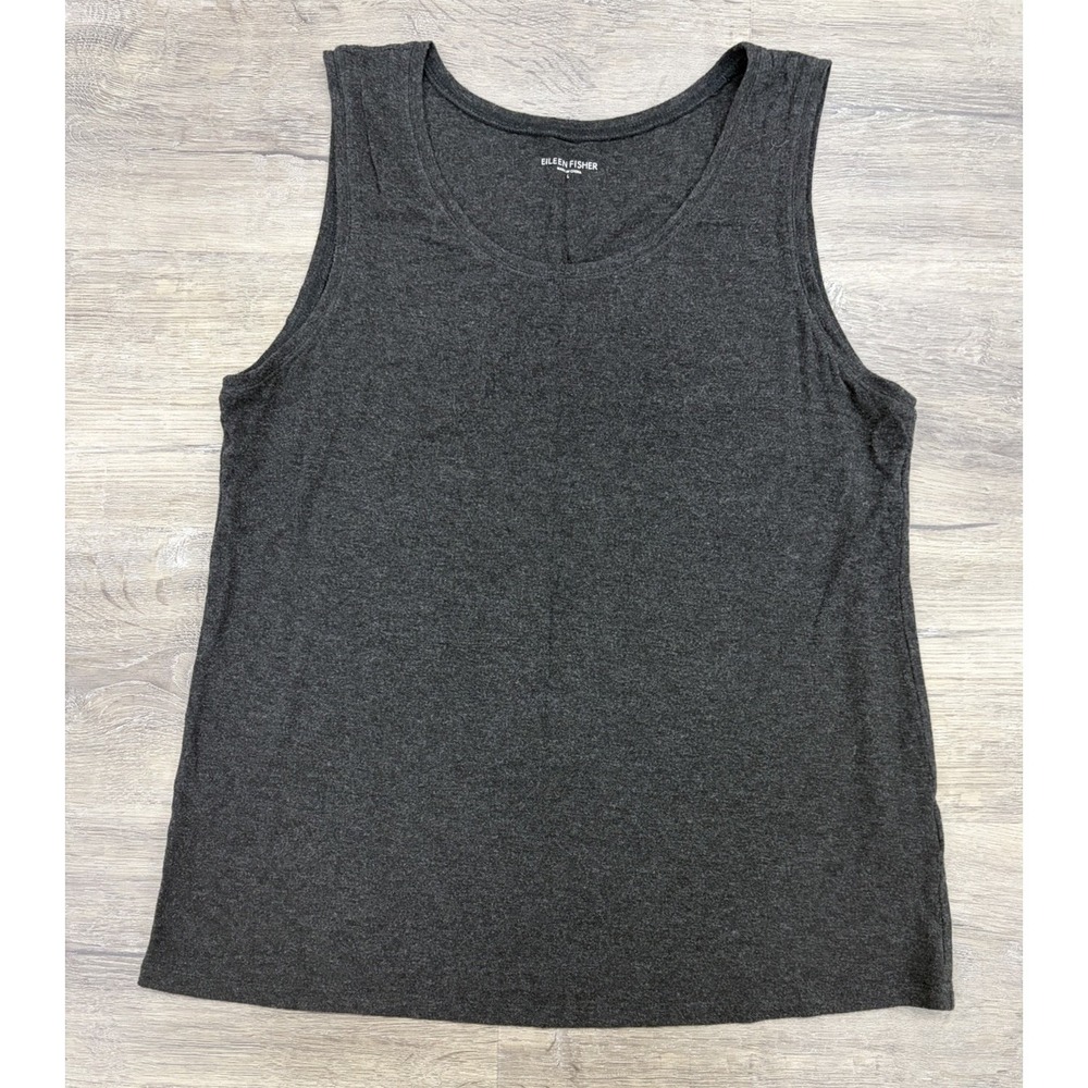Eileen Fisher Women's Large Charcoal Gray Viscose Stretch Scoop neck Tank Top